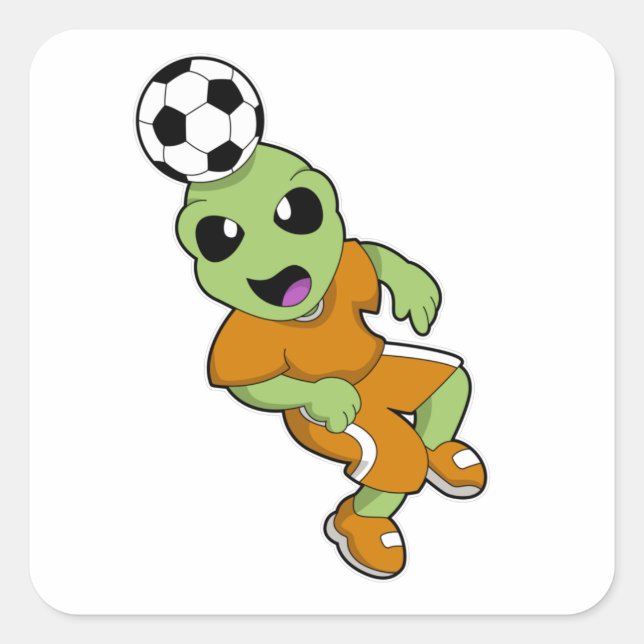 Alien at Soccer Sports Square Sticker (Front)
