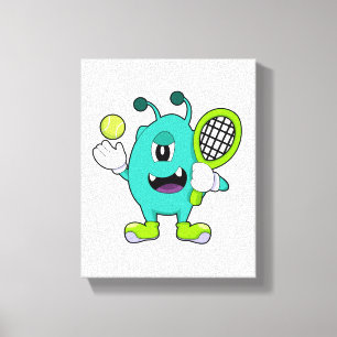 Alien at Tennis with Tennis racket Canvas Print