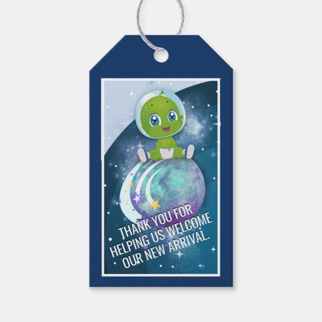 Alien Baby Shower Favour Tag (Front)
