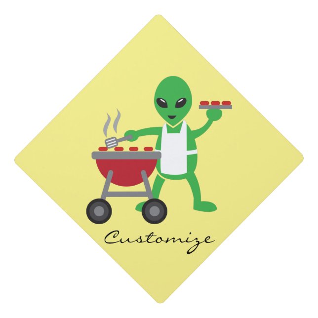 Alien Barbeque Cookout Thunder_Cove Graduation Cap Topper (Front)