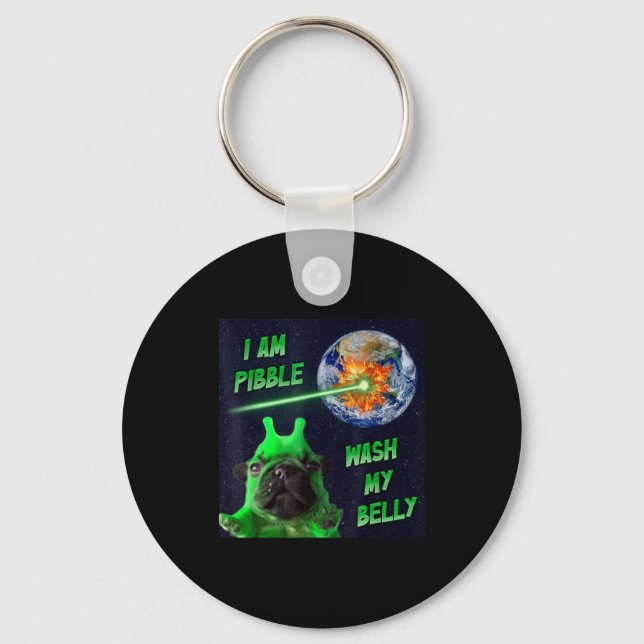 Alien Bble Funny Brainrot Dog Meme Space I Am Bble Keychain (Front)