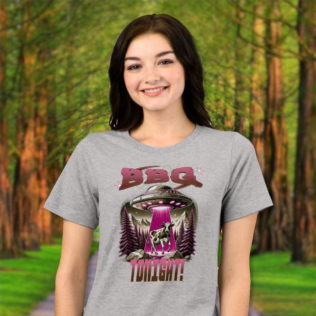 Alien BBQ Cow Abduction Joke Tri-Blend Shirt (Creator Uploaded)