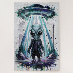 Alien beaming out from UFO Puzzle