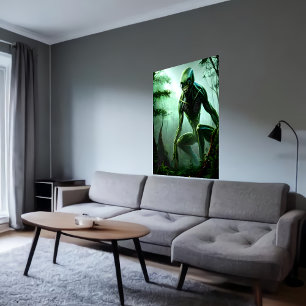 Alien beast monster in the forest AI Art Poster