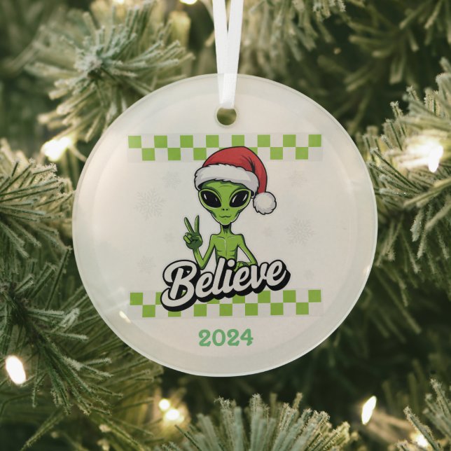 Alien Believe Glass Ornament (Insitu)
