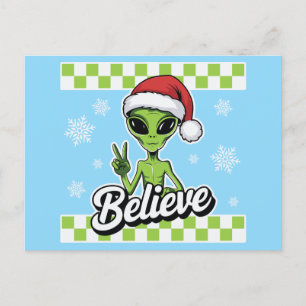 Alien Believe Holiday Postcard