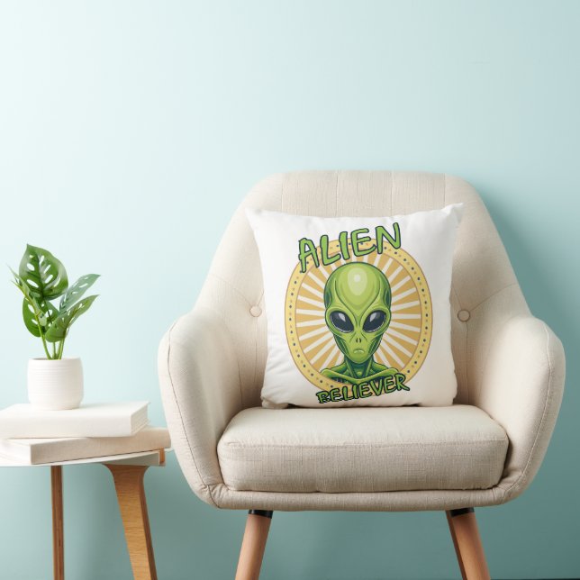 Alien Believer Throw Pillow (Chair)