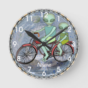 Alien Bicycle   Round Clock
