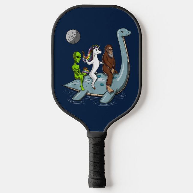 Alien Bigfoot Unicorn Loch Ness Monster Space Pickleball Paddle (Front)