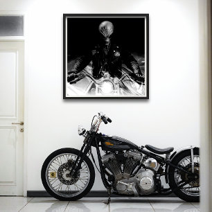 Alien Biker (Black & White Version) Poster