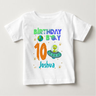 Alien Birthday Boy Party Theme Spaceship Baby T-Shirt