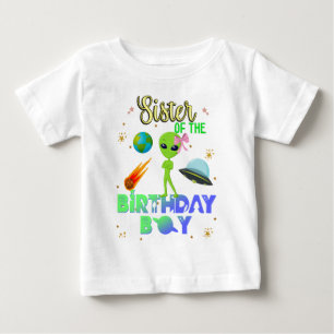 Alien Birthday Boy Party Theme Spaceship Sister T- Baby T-Shirt