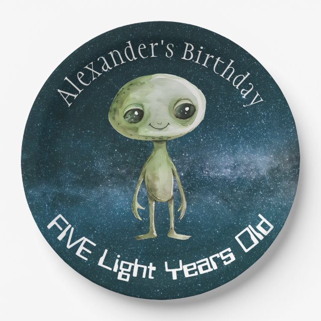 Alien Birthday Party Paper Plate (Front)