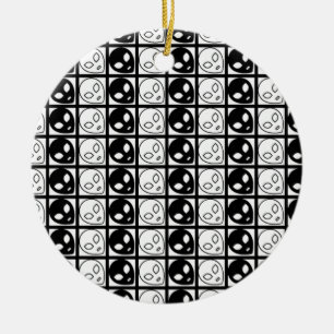 Alien Black and white design   Ceramic Ornament