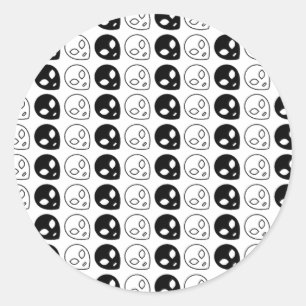 Alien Black and white design  Classic Round Sticker