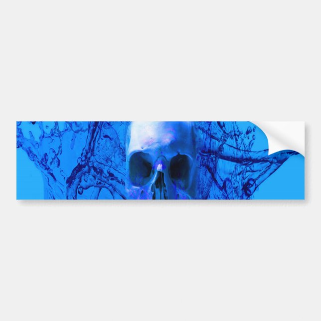 Alien blue skull bumper sticker (Front)