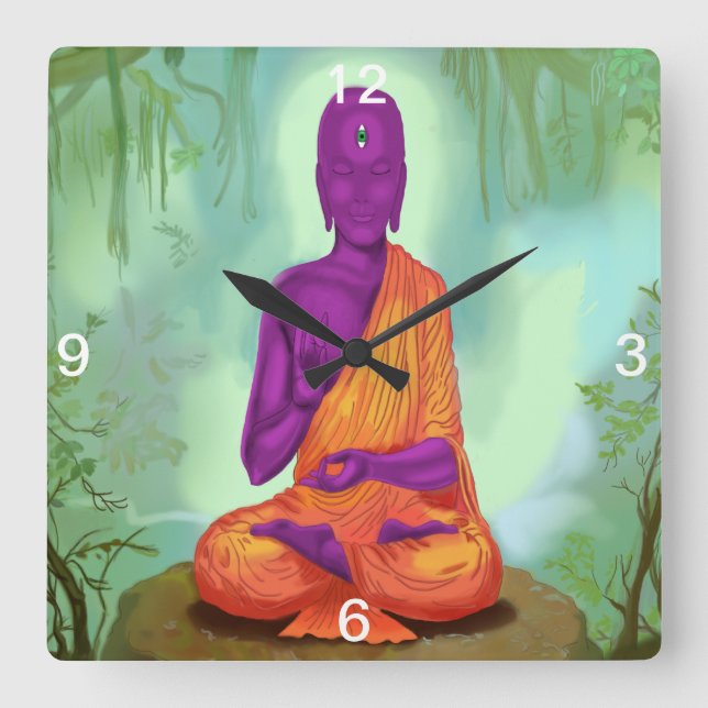 Alien Bouddha Méditation horloge murale (Recto)