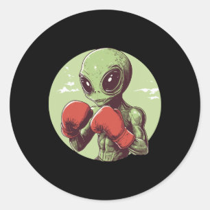 Alien Boxer Ready To Fight In Gloves Classic Round Sticker