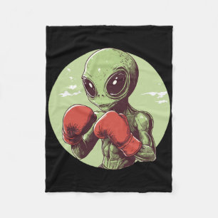 Alien Boxer Ready To Fight In Gloves Fleece Blanket