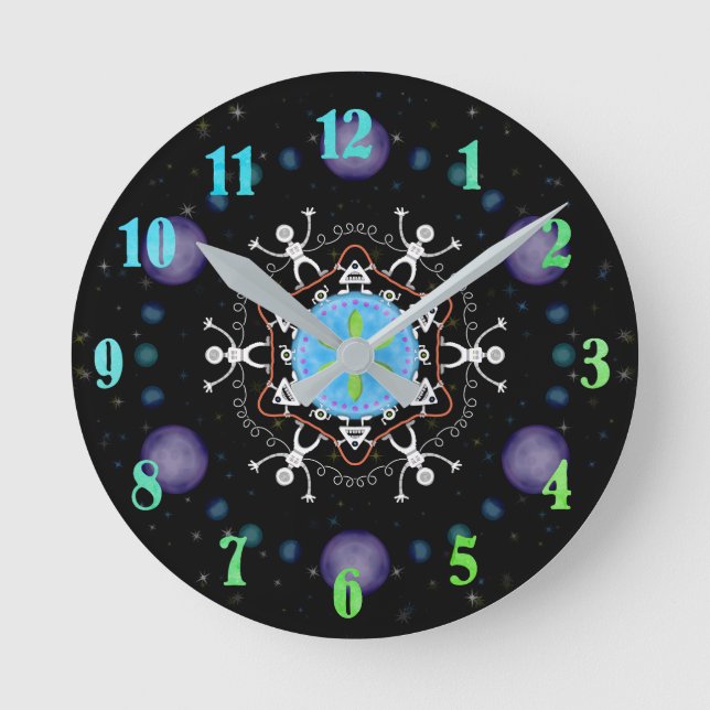 Alien Buddies Round Clock (Front)