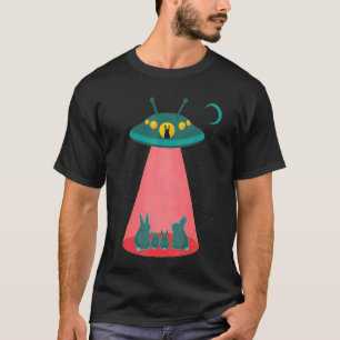 Alien Bunnies And Space Ship With Cute Sci Fi Rabb T-Shirt