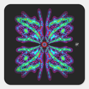 Alien butterfly b (colourful pattern) v1 square sticker