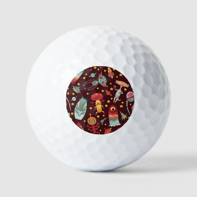 Alien Cartoon: Vintage Space Fun Golf Balls (Front)