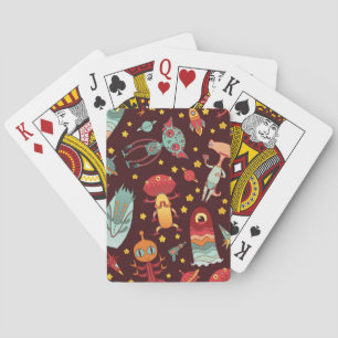 Alien Cartoon: Vintage Space Fun Playing Cards