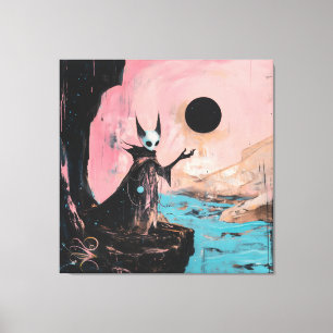 Alien Cat Black Moon Occult Dark Witchy AI Art Canvas Print