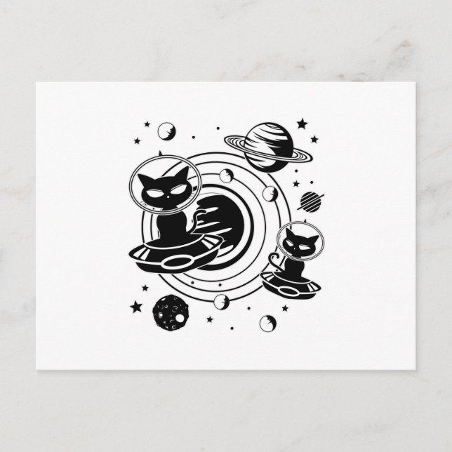 Alien Cat Cats Ufo Space Kitten Pets Gift Idea Postcard (Front)