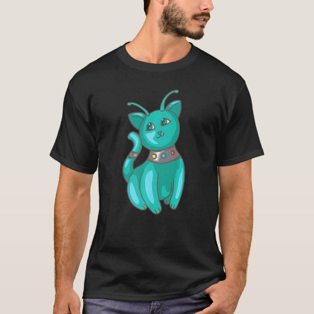 Alien Cat Cool Stranger Ufo Cats T-Shirt (Front)