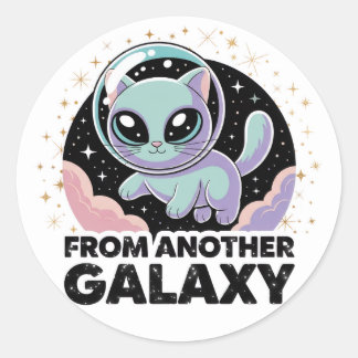 Alien Cat Cosmic Design Space Kitty Sci-Fi Artwork Classic Round Sticker