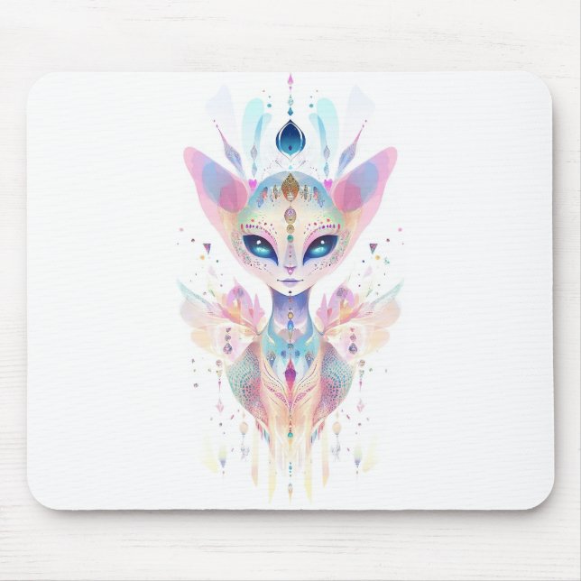 Alien cat face mouse pad (Front)