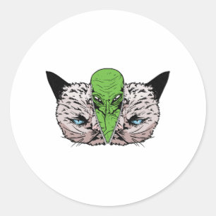 Alien Cat Kitten Extraterrestrials Conspiracy Classic Round Sticker