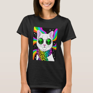 Alien Cat Rainbow Trippy Art Funny T-Shirt