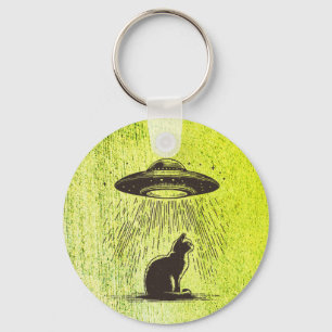Alien Cat UFO Keychain