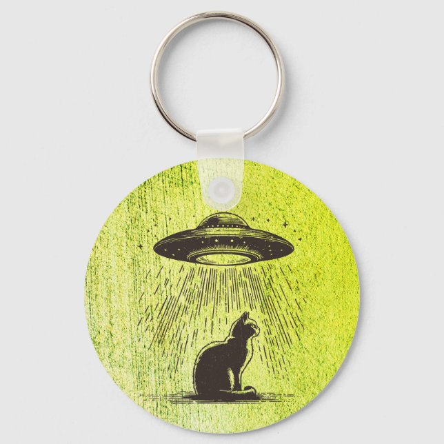Alien Cat UFO Keychain (Front)