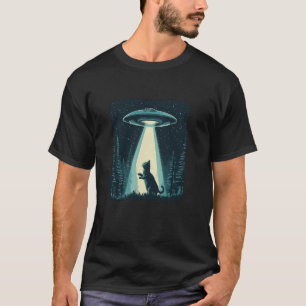 Alien Cat with UFO for Beams up Lovers T-Shirt