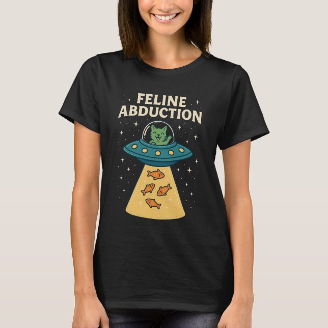Alien Cats - Funny Feline Abduction T-Shirt (Front)