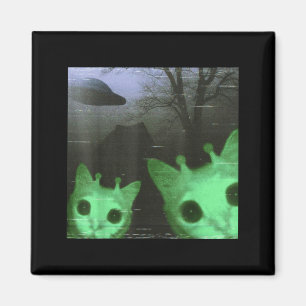 Alien Cats Ufo Funny Creepy Cat Meme For Men Women Magnet