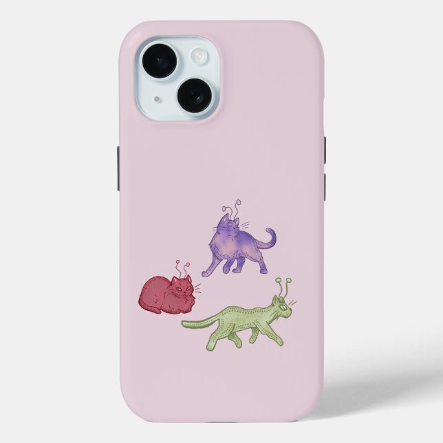 Alien Cats Whimsical Space Cat Funny Sci-Fi Case-Mate iPhone Case (Back)