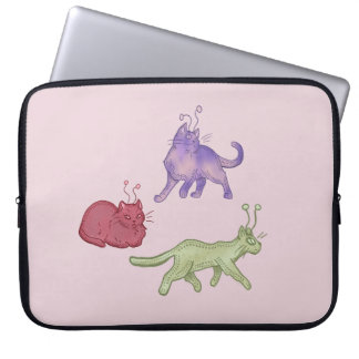Alien Cats Whimsical Space Cat Funny Sci-Fi Laptop Sleeve