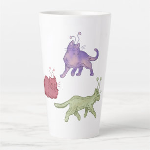 Alien Cats Whimsical Space Cat Funny Sci-Fi Latte Mug