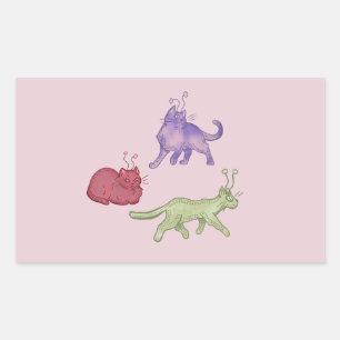 Alien Cats Whimsical Space Cat Funny Sci-Fi Sticker