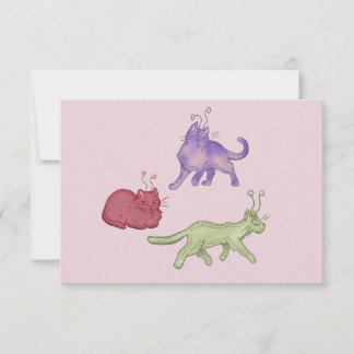 Alien Cats Whimsical Space Cat Funny Sci-Fi Thank You Card