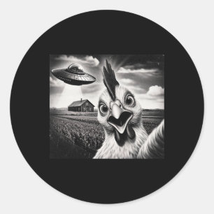 Alien Chicken Selfie With Ufo  Classic Round Sticker