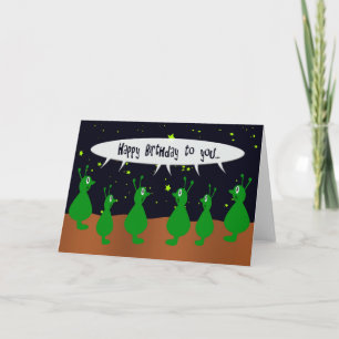 Alien choir singing Happy Birthday Card