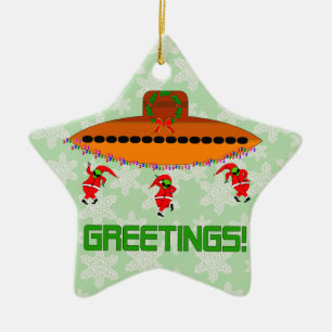 Alien Christmas Ceramic Ornament