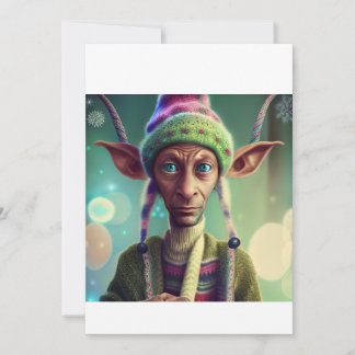 Alien Christmas Elf Gift. T-Shirt Holiday Card