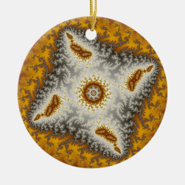 Alien Christmas Fractal Ceramic Ornament (Front)